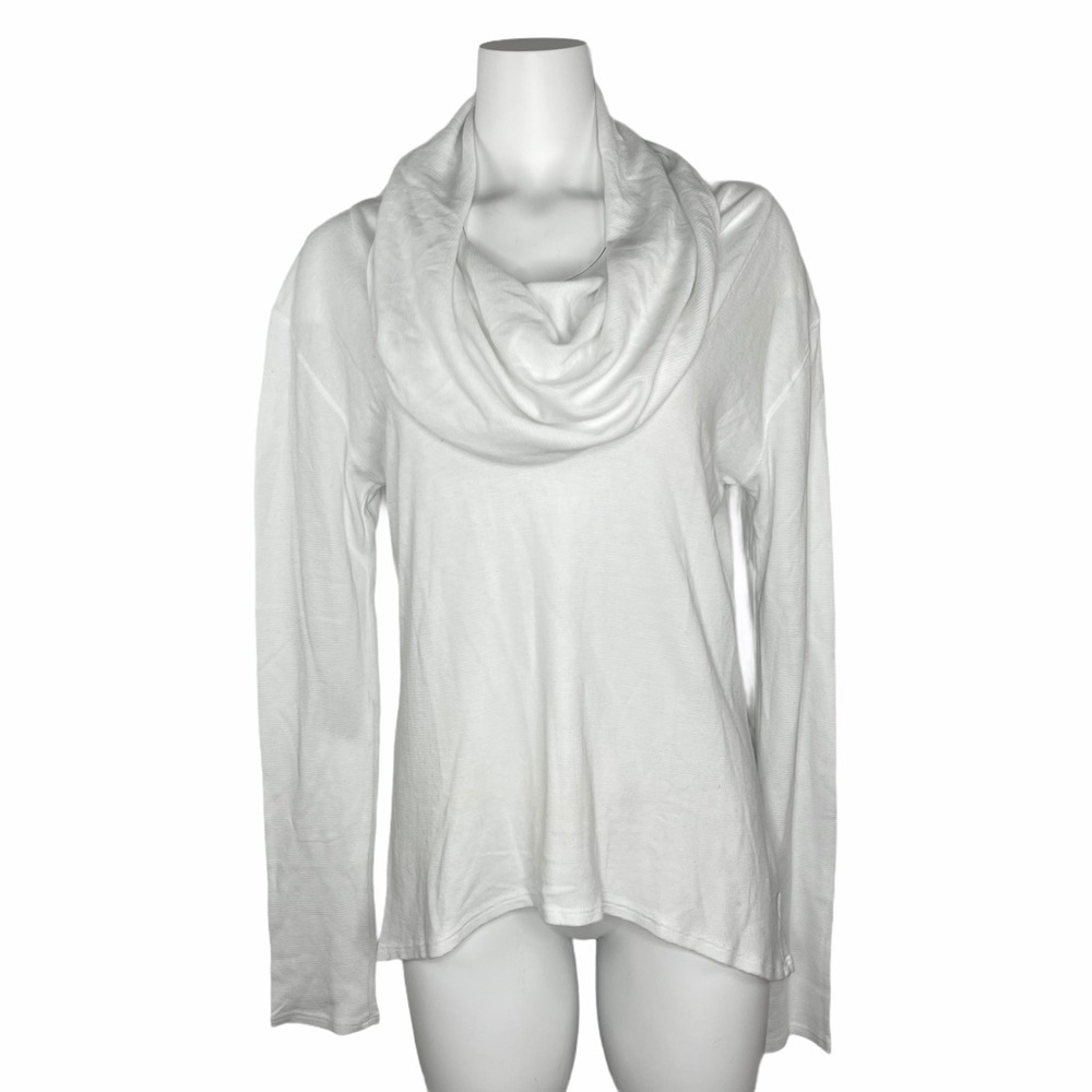 LA Made Pullover Cowl Neck Waffle Knit Top Shirt L